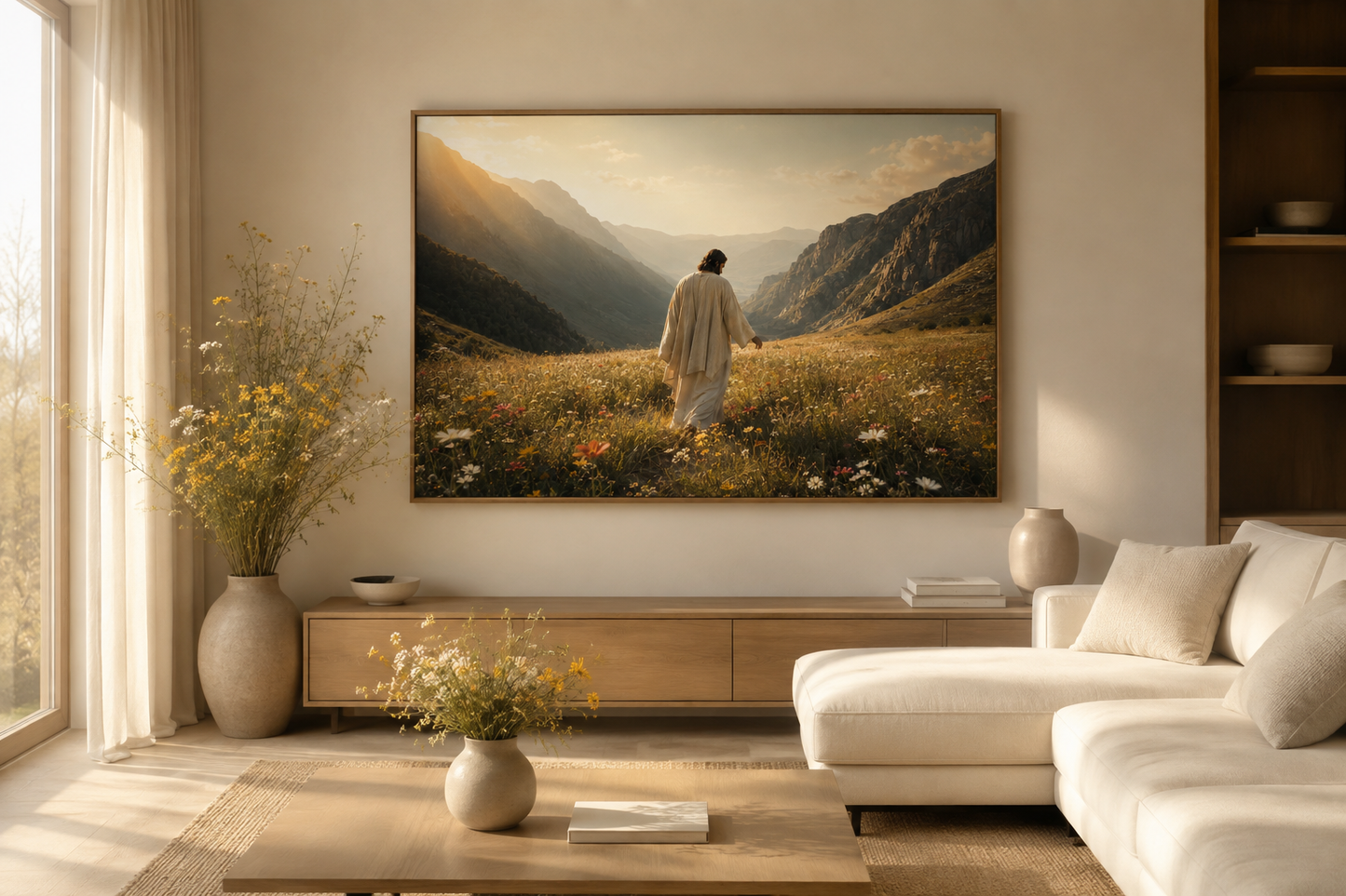 Quadro Jesus no Campo de Flores